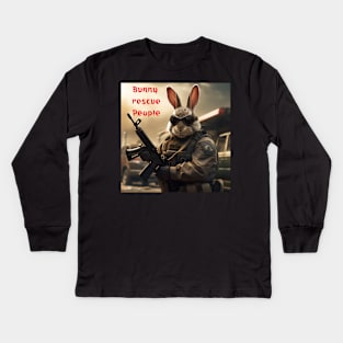 Bunny rescue people in military uniform Kids Long Sleeve T-Shirt